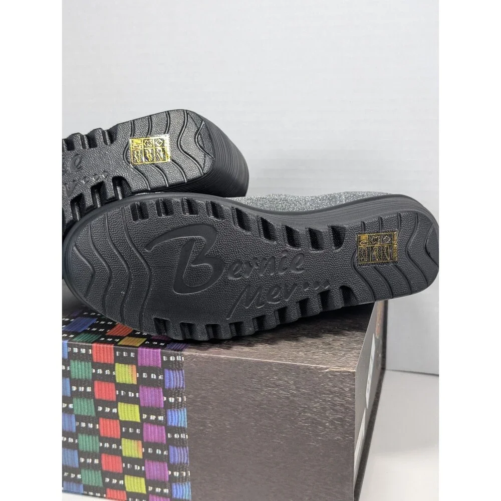 NIB Bernie Mev Maile Elastic Woven Wedge Bootie Womens Size 9 Pewter Silver - Picture 4 of 12